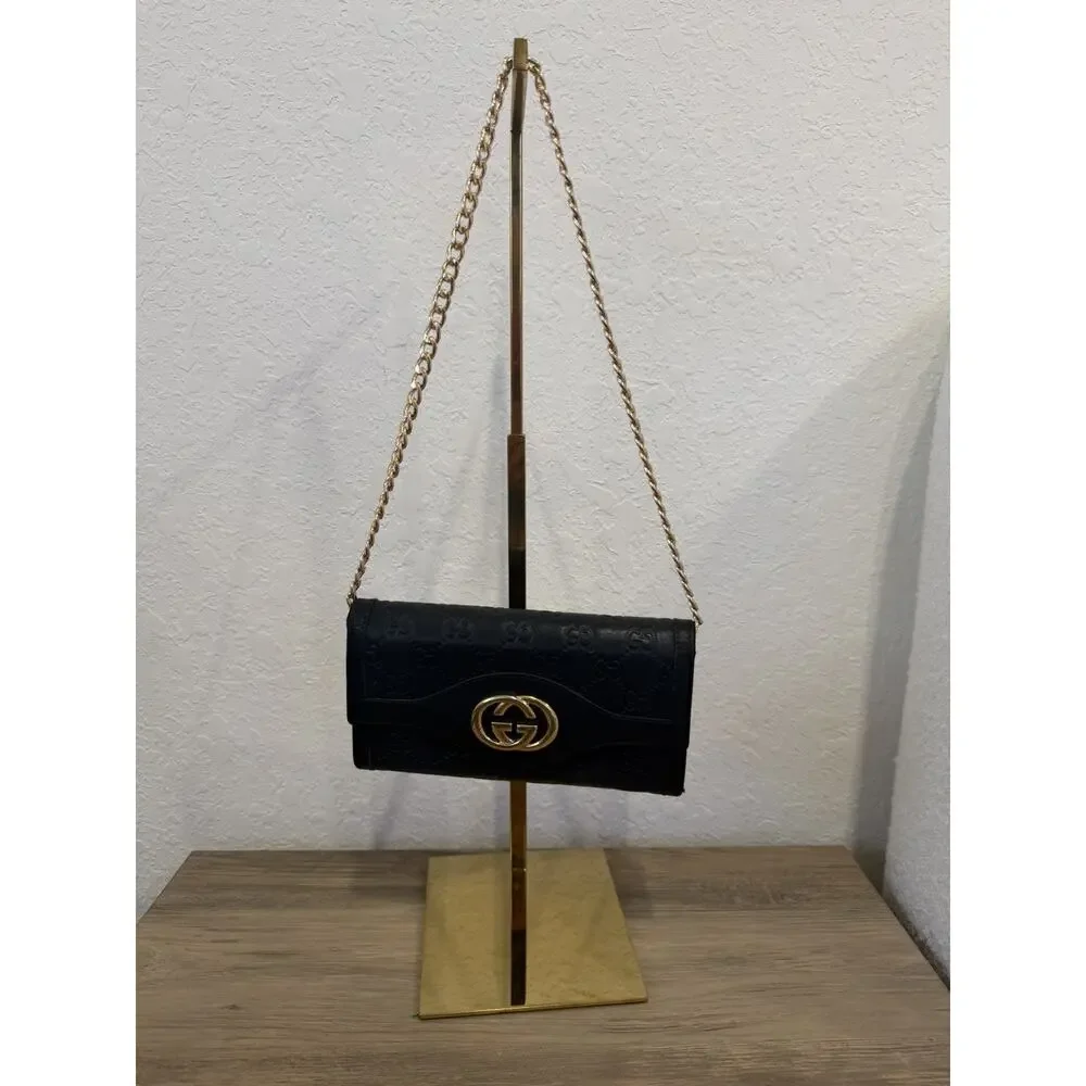 Gucci Guccissima Leather Wallet Black Gold GG Logo + COA & Box - Picture 6 of 9